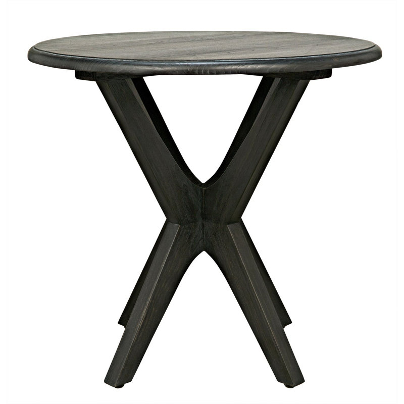 Charcoal Black Round Wood End Table