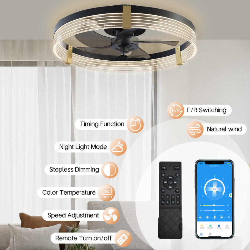 Kordae Indoor Flush Mount Ceiling Fan with Light