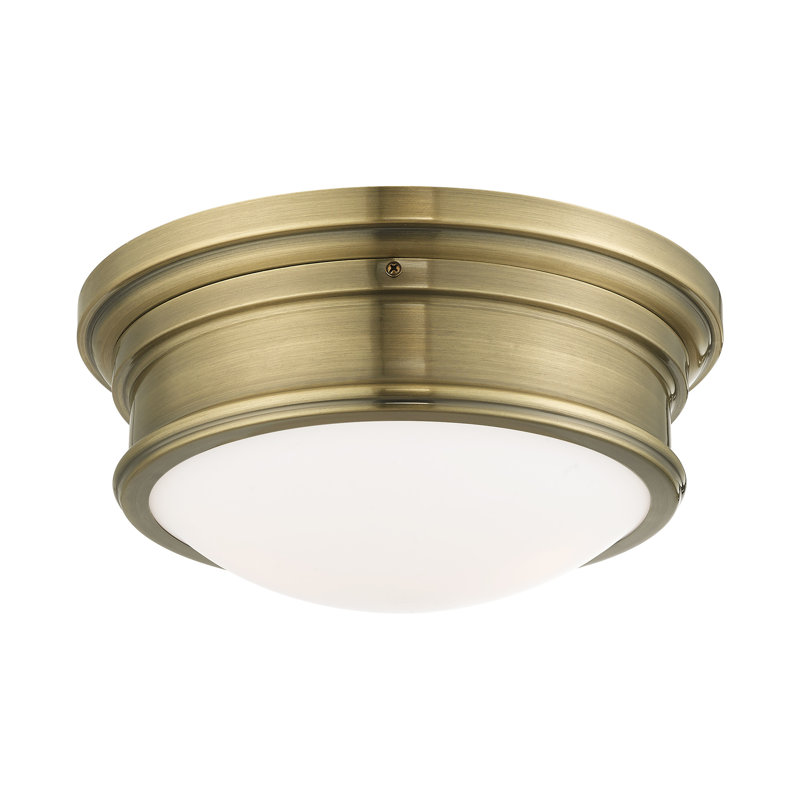 Plafonnier encastré 2 lumières Tavernia, H 5,5 po x l 13 po x P 13 po, Laiton antique