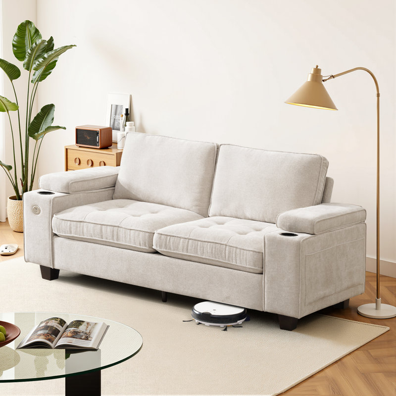 Canapés rembourrés 73,7 po Modern Luxury Luxury, H 36,6 po x l 73,7 po x P 33,5 po, Beige