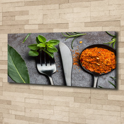 Cutlery And Spices - Wrapped Canvas Print