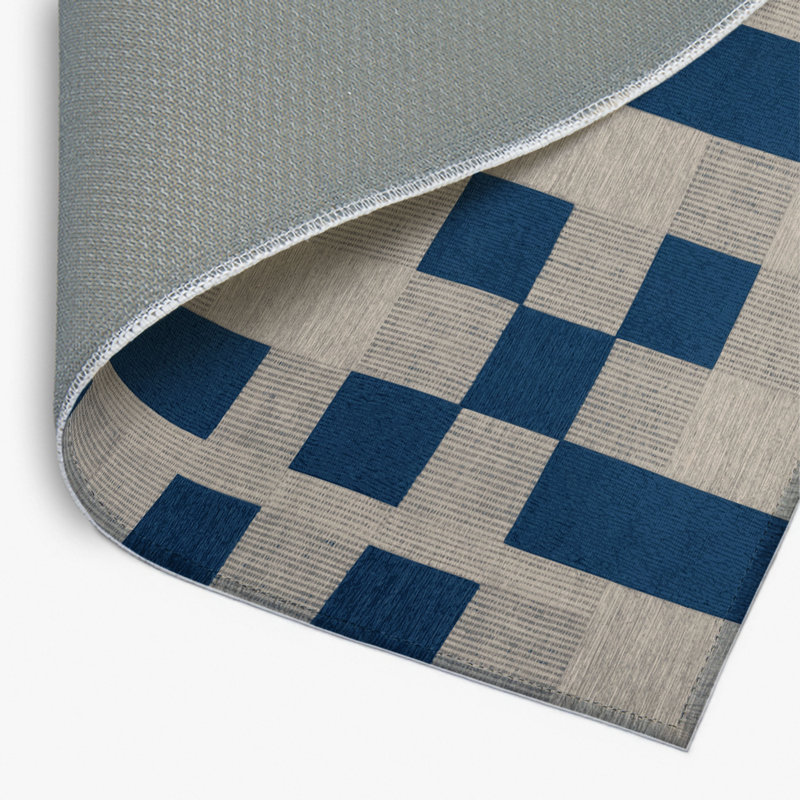 Tapis d'intérieur et d'extérieur à carreaux gris, Rectangulaire 2 pi x 3 pi