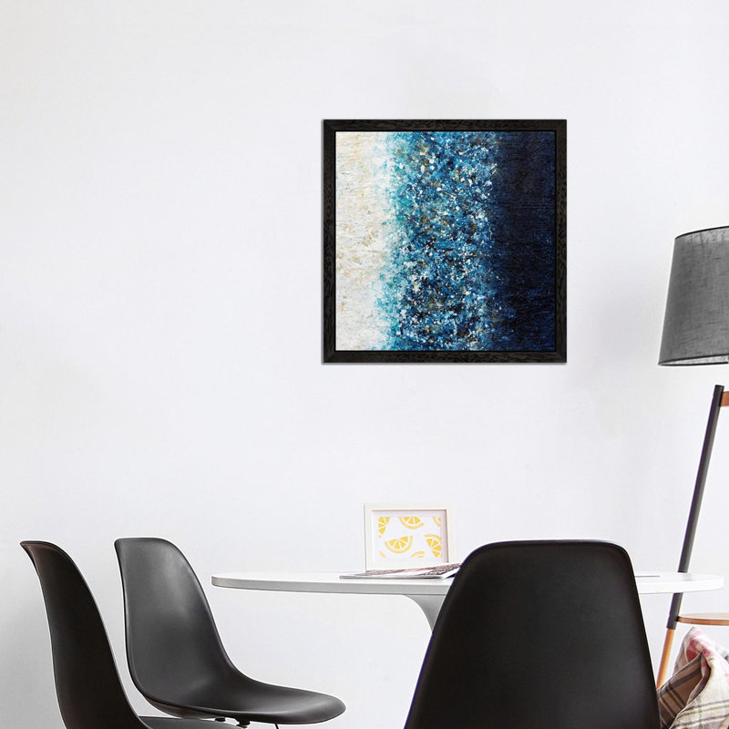 Sapphire Blaze by Nikki Chauhan - Floater Frame Painting on Canvas, 93.98 cm H x 93.98 cm W, Black