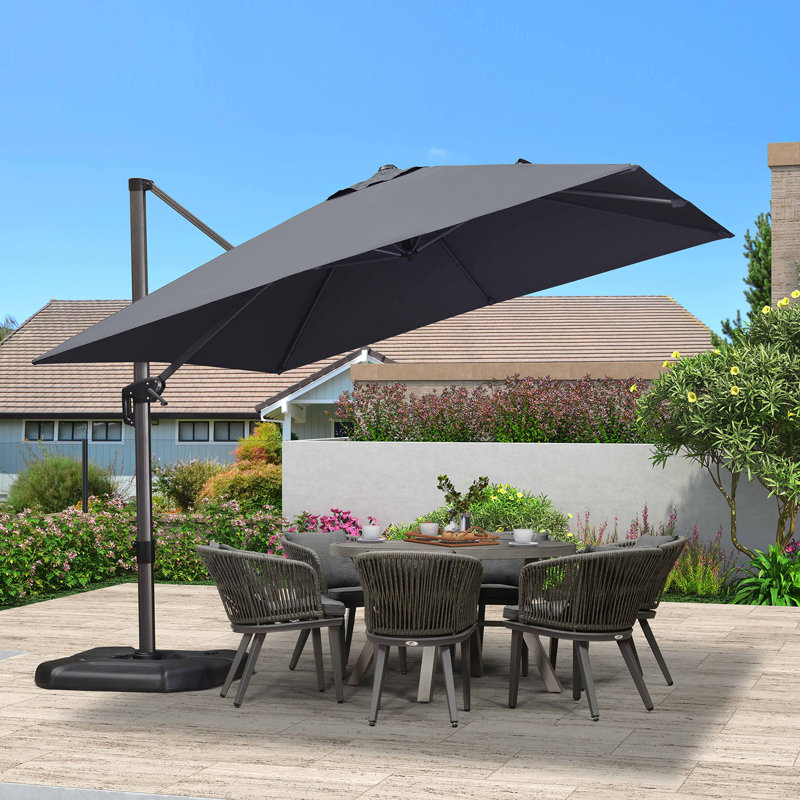 Parasol carré en porte-à-faux 9 pi sans base Anoush, Gris