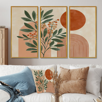 Green And Terracotta Minimalism Sage Plants  - Botanicals Wall Décor Set