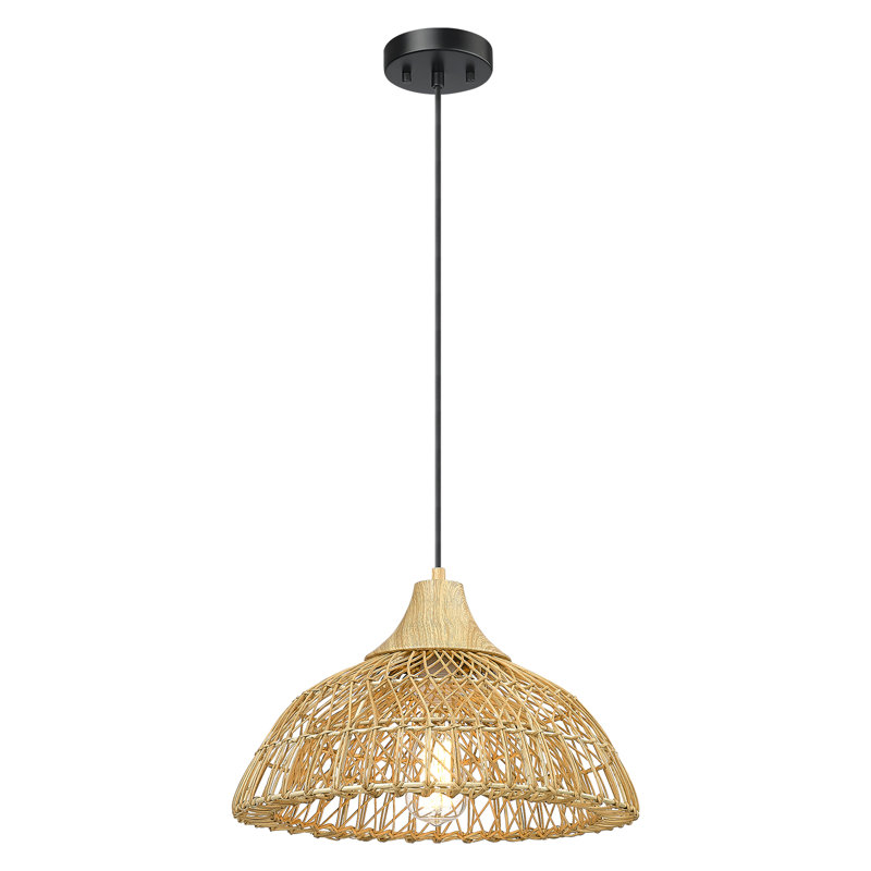 16'' 2-Light Hand-Woven Rattan Pendant Light