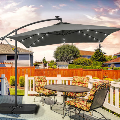 8'2" x 8'2" Square Lighted Cantilever Umbrella