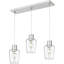 Lustre linéaire à 3 lumières avec abat-jour en verre transparent, luminaire suspendu en nickel brossé à hauteur réglable pour îlot de cuisine, salle à manger et décor de maison de campagne