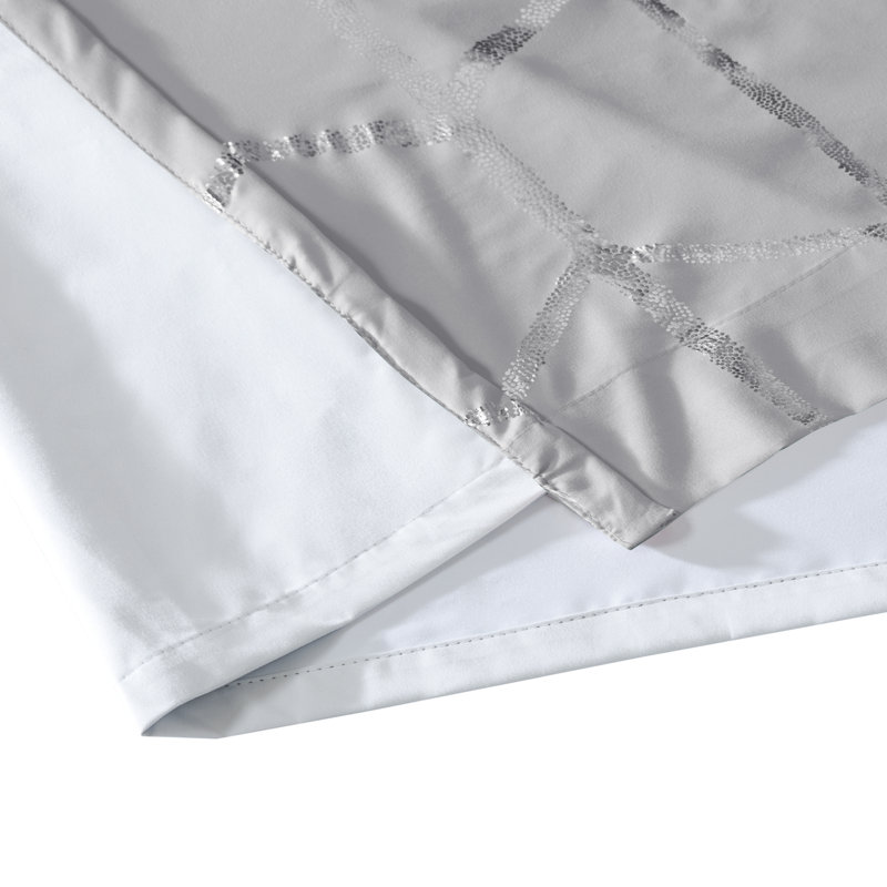 Grey/Silver Geometric Blackout Polyester Grommet Curtains, 50"x84" Set of 2