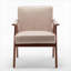 Chaise d'appoint Mid-Century moderne pour adultes, structure en bois massif de revêtement en microfibre, sièges supplémentaires pour le salon, brun clair (brun clair)-1808731333