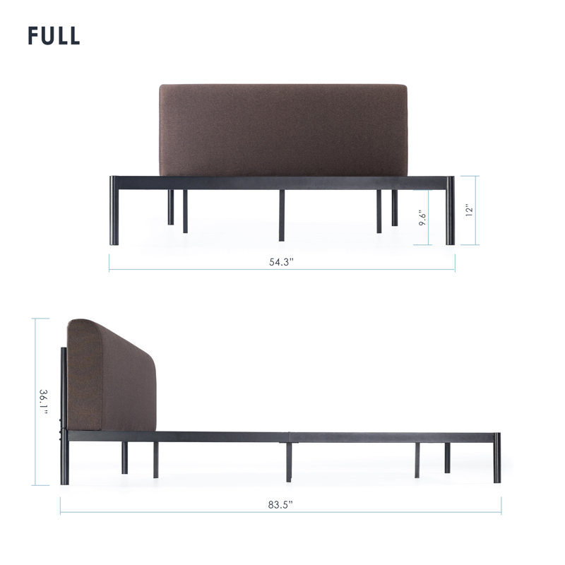 Lit plateforme tapissier Bree, Espresso brun, Double