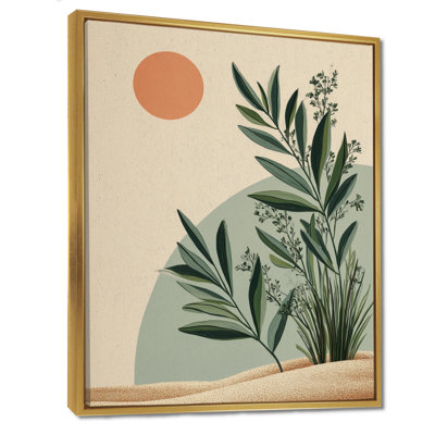 «Earth Tones Minimalisme Ferns Composition», reproduction d'art sur toile encadrée, art botanique vert