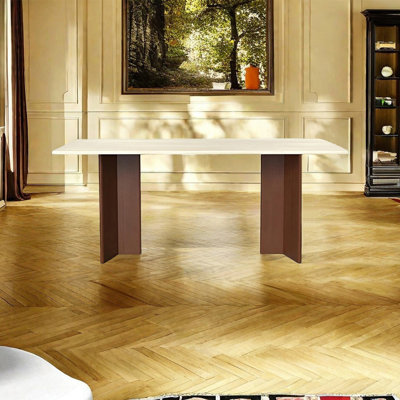 Retro rectangular sintered stone dining table