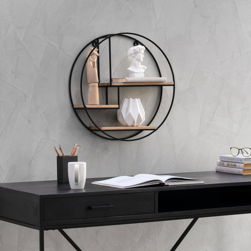 Elysant 3 Piece Circle Floating Shelf, Black