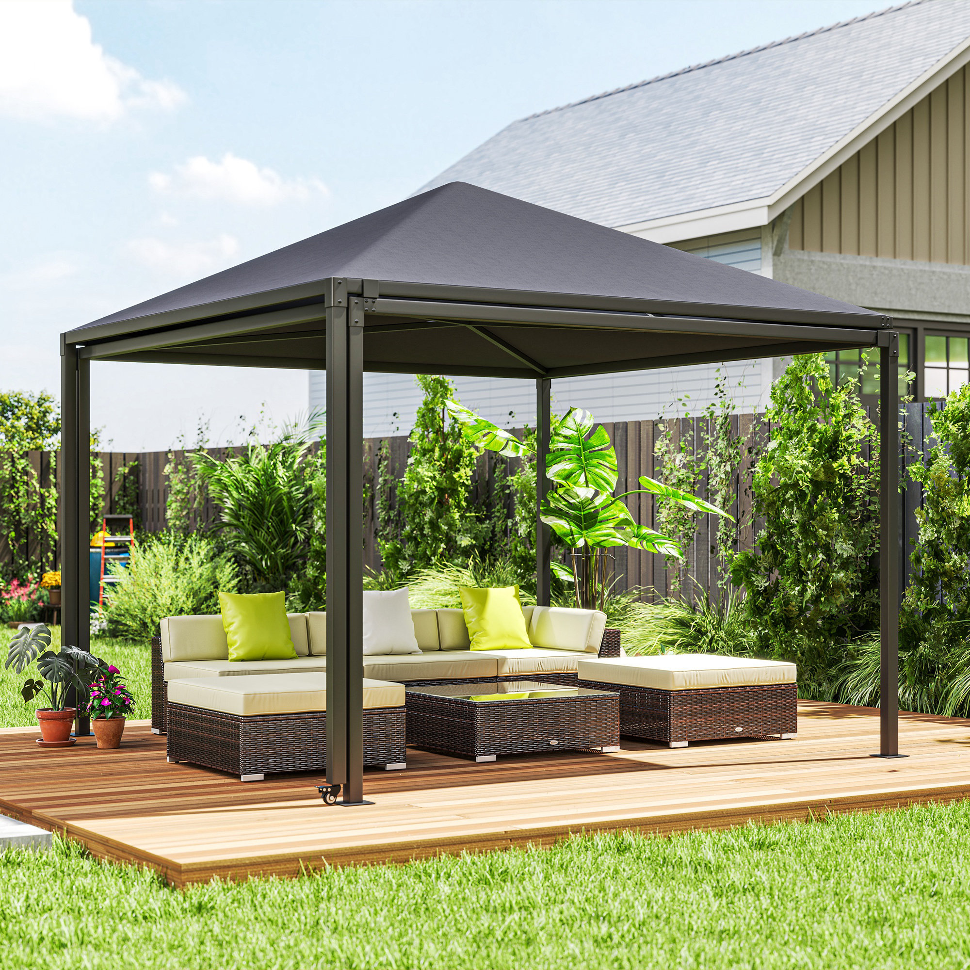 Outsunny 10 W x 10 D Metal Soft-top Gazebo