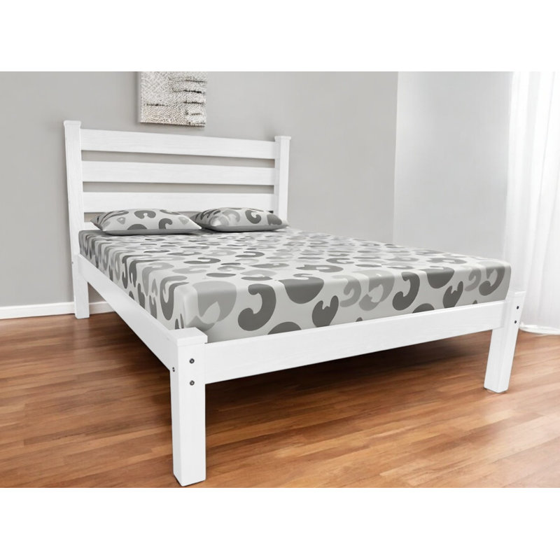 White Solid Wood Full Bed Frame