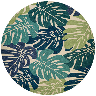 Tapis d'intérieur / extérieur crème / multicolore fabriqué à la main à motif floral Weidman