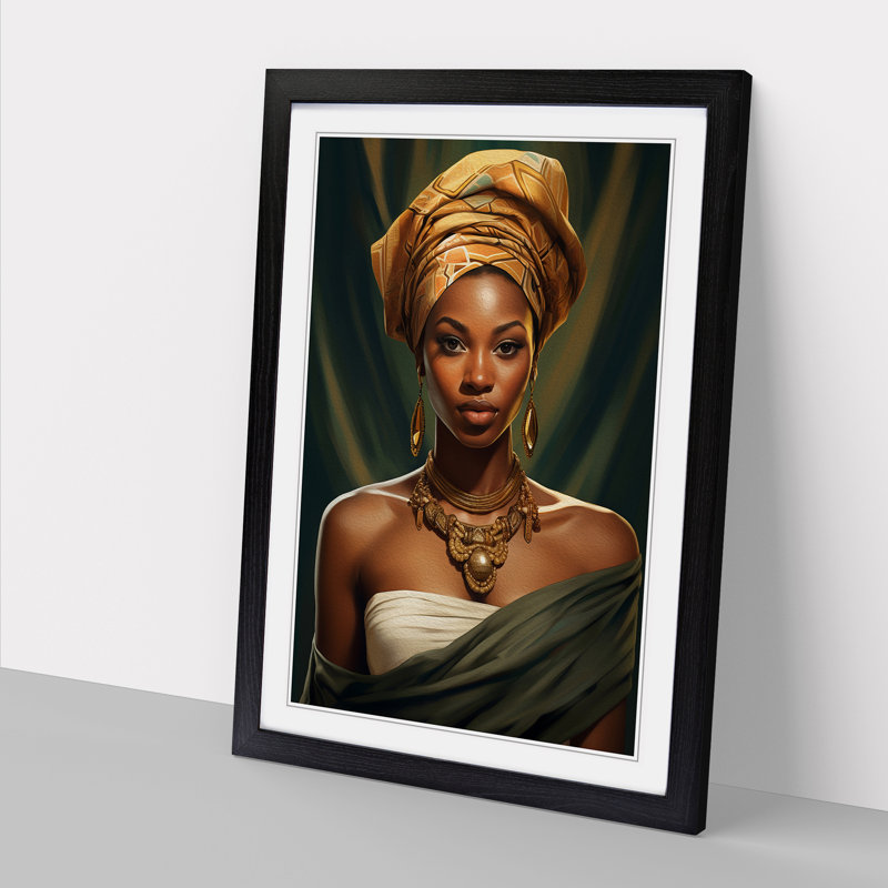 African Woman Classicism - Framed Print, 34cm H x 25cm W x 2cm D, Black Framed