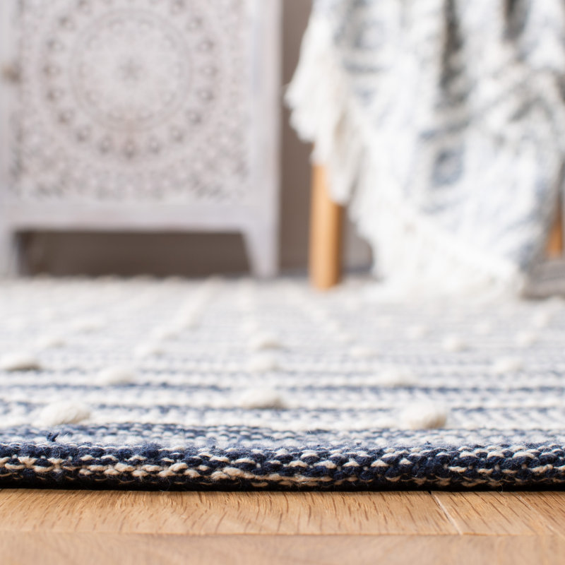 Tapis rayé en coton / laine tissé à la main Dorman, Rectangle 6 pi x 9 pi