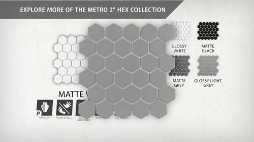 Merola Tile Metro Hex 2 x 2 Porcelain Honeycomb Mosaic Wall