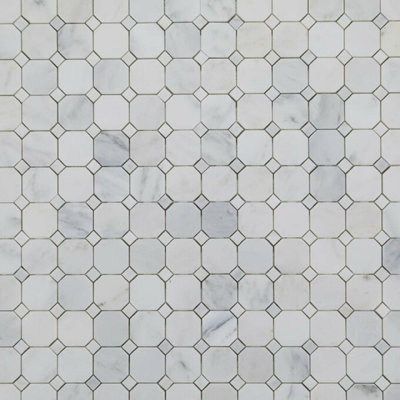 Honed Eastern White 2" Octagon Marble Mosaic Wall & Floor Tile