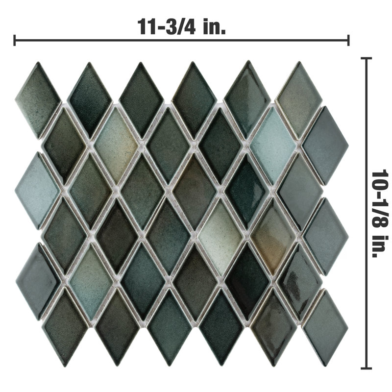 Hudson Kite Stormy Night 10-1/8" x 11-3/4" Porcelain Mosaic Tile