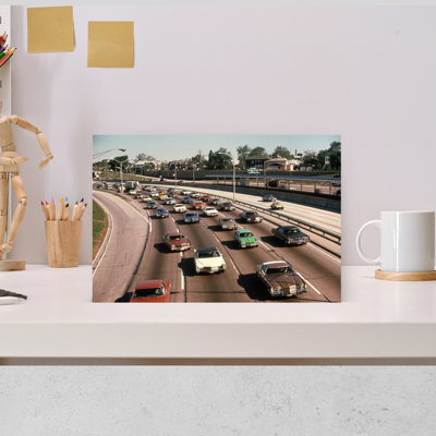 1970, circulation, Kennedy, autoroute, Chicago, Il, voie express, train de banlieue parallèle, train, rétro, rétro, ville, art mural