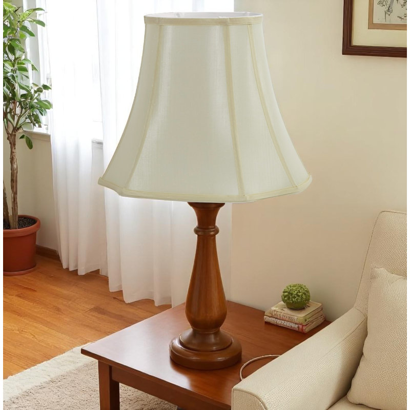 Silk Bell Lamp Shade ( Screw On ) in Cream, 27cm H x 38.5cm W x 38.5cm D
