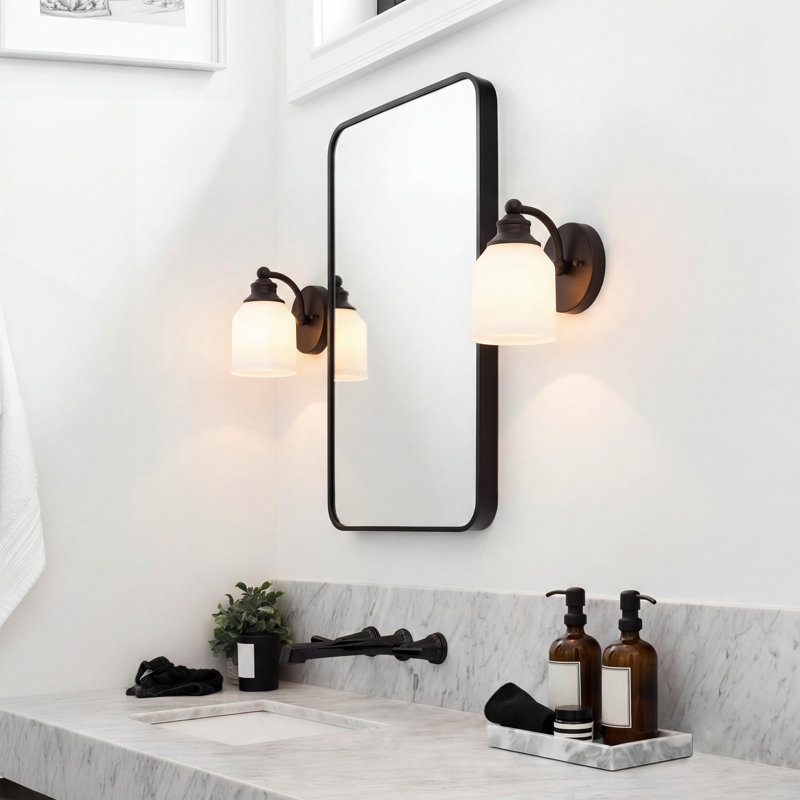 Éclairage pour meuble-lavabo à DEL Lauder Farmhouse, Bronze frotté à l'huile, Une lumière