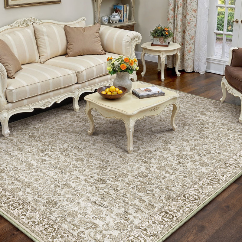 Kitty Machine Washable Oriental Area Rug With Non-Slip Backing, Rectangle 5' x 7', Brown