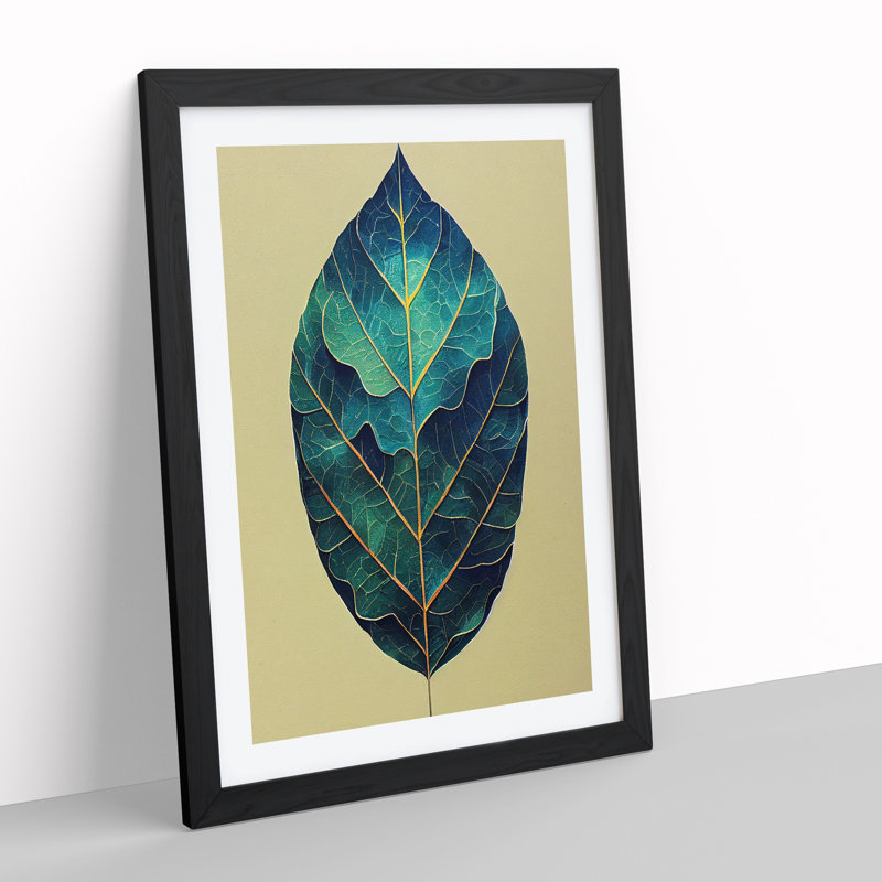 Leaf Painted - Single Picture Frame Painting, Black, 46cm H x 34cm W x 2cm D