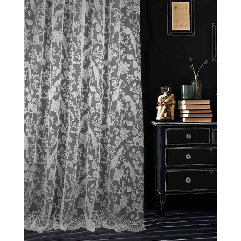 Bessie Lace Semi Sheer Curtain Single Panel, 400cm Width x 137cm Drop
