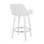 Tabouret de comptoir à hauteur fixe avec pivot en bois blanc et similicuir blanc avec repose-pieds rond chromé - ensemble de 2