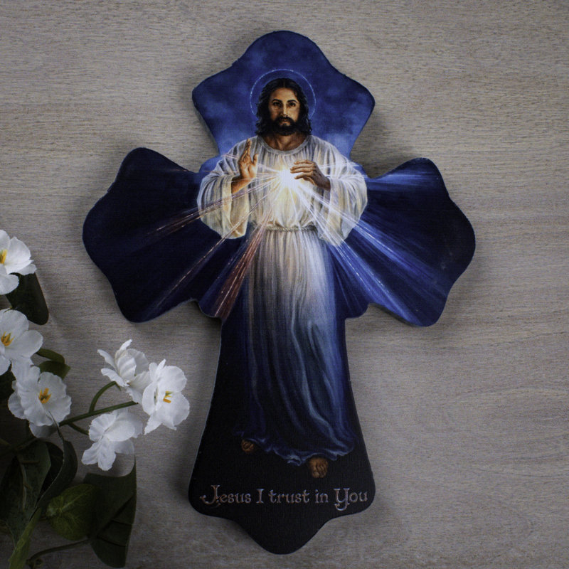 Croix en bois Divine Mercy