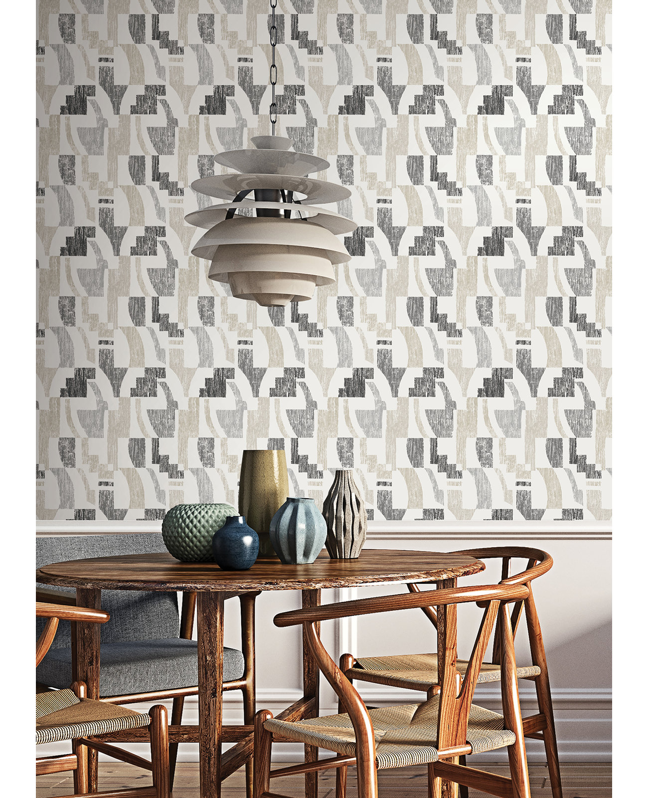 Sarda Modern Peel & Stick Geometric Wallpaper, Taupe