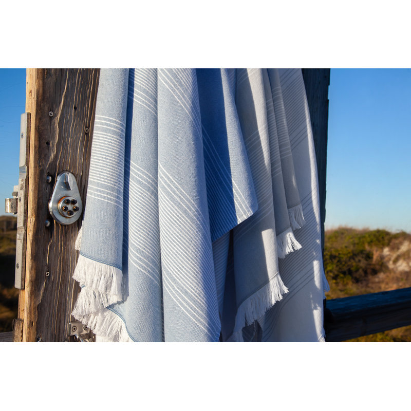 Vizzapu Midweight Beach Towel, White/Light Gray