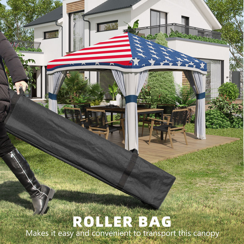 American Flag 10' x 10' Pop Up Canopy Tent with Netting