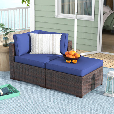 Wicker Outdoor Lounge Chair with Ottoman