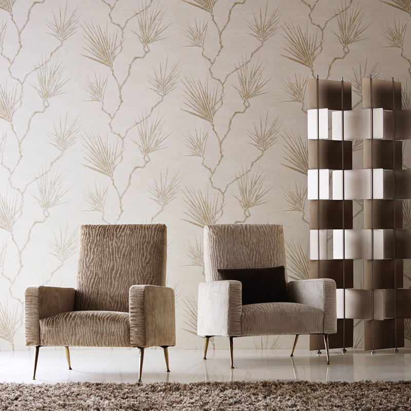 Anthology Peninsula Palm 10.05m x 68.6cm Wallpaper Roll, Parchment