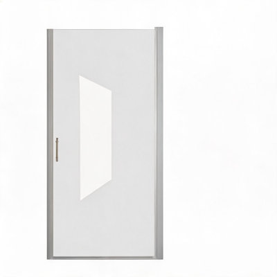 Porte de douche pivotante demi-cadre en aluminium chromé de 91,4 cm x 182,9 cm (36 po x 72 po), verre trempé de 6 mm et pellicule anti-explosion