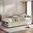 L-shaped Velvet Upholstered Platform Bed With Built-in Side Storage And 2 Drawers-1361355129