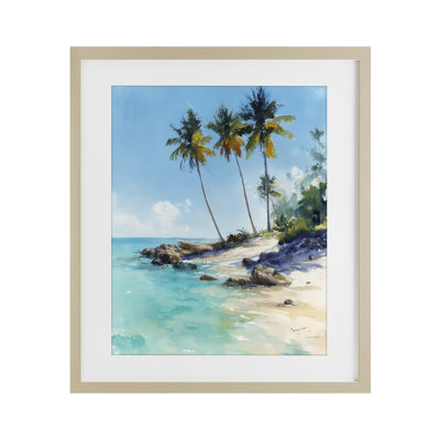 «Rocky Tropical Shore», reproduction sous verre encadrée, design par Franklyn Gregory