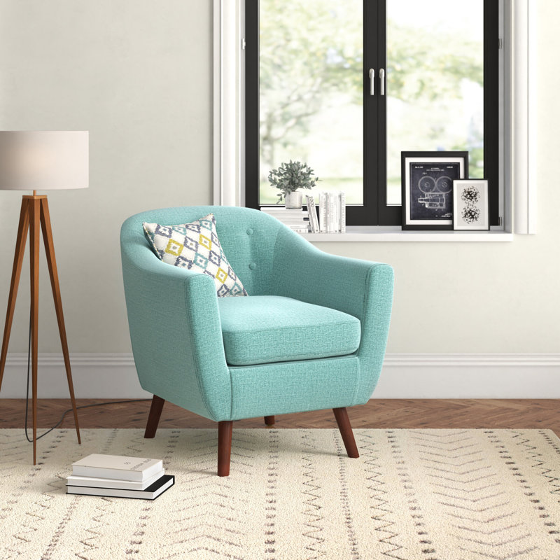 Upholstered Barrel Chair, Turquoise
