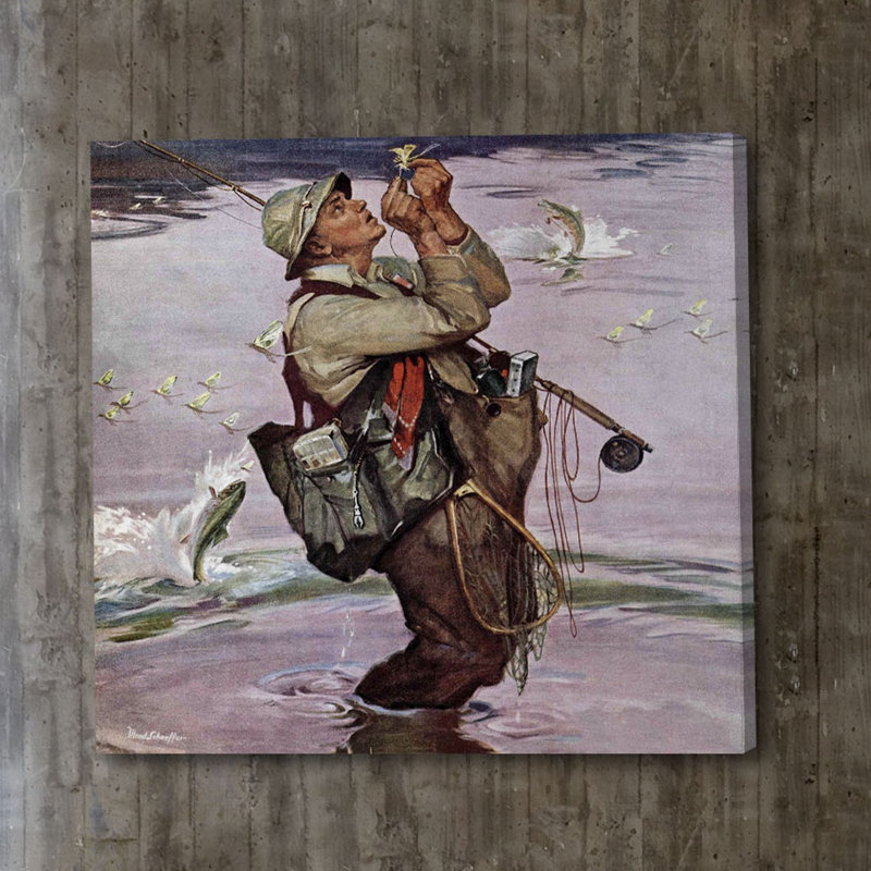" The Fish Are Jumping " by Mead Schaeffer Painting Print, 32" H x 32" W x 1.5" D