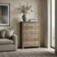 Commode haute traditionnelle Weston de 79,2 cm de largeur, à 5 tiroirs, avec pattes en bois massif, pour chambre à coucher