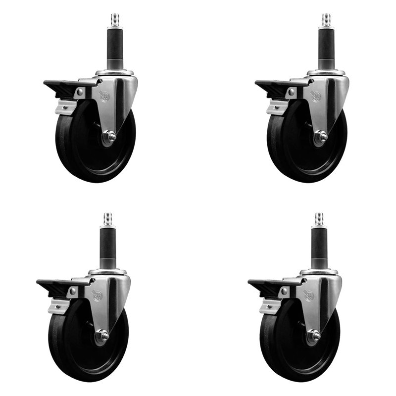 Phenolic Swivel 1 Inch Expanding Stem Caster Set with Brake SCC