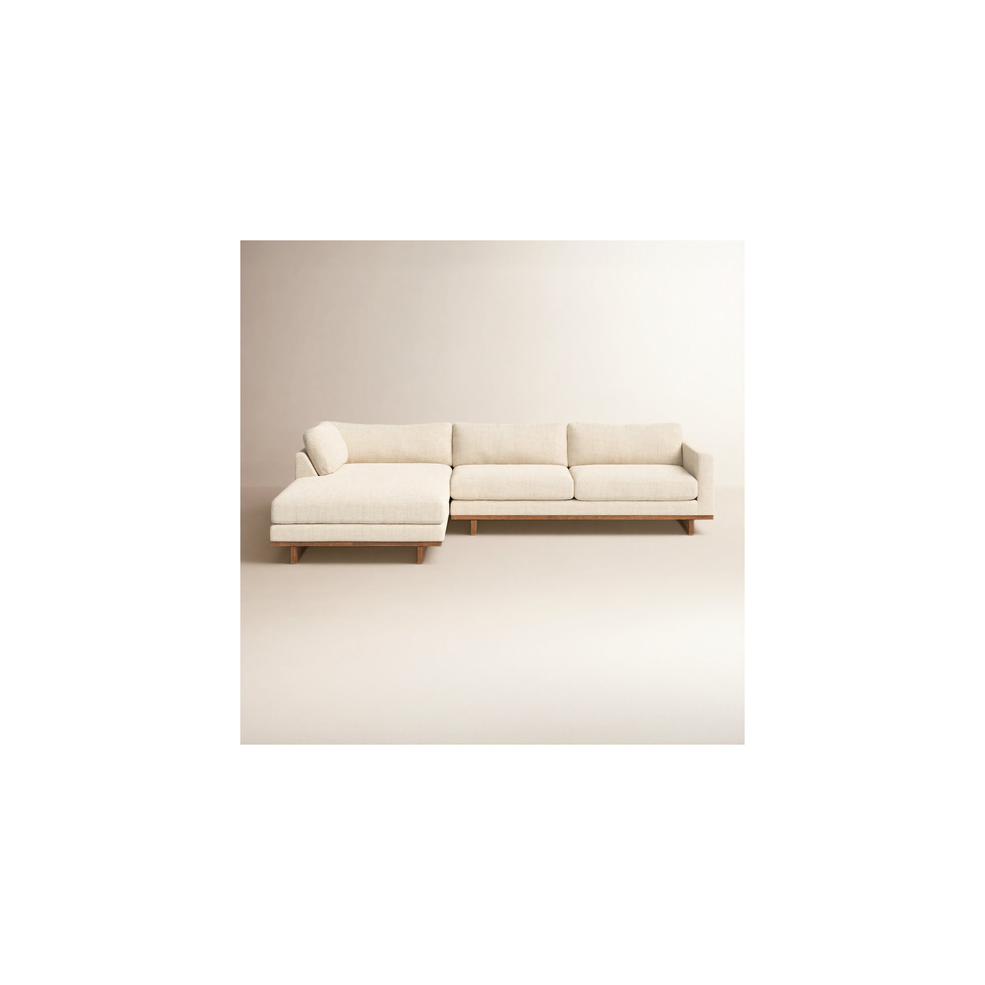 Menades Upholstered Chaise L-Sectional, 32" H x 125" W x 70" D, Irving Taupe Polyester Blend, Left Hand Facing