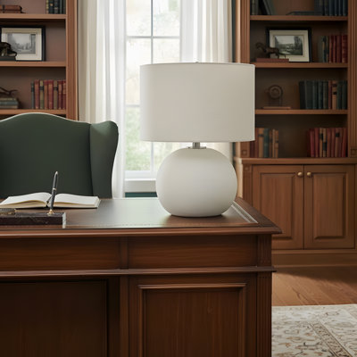 Lighting, 18"h, Table Lamp, Ivory / Cream Shade, Cream Ceramic, Contemporary