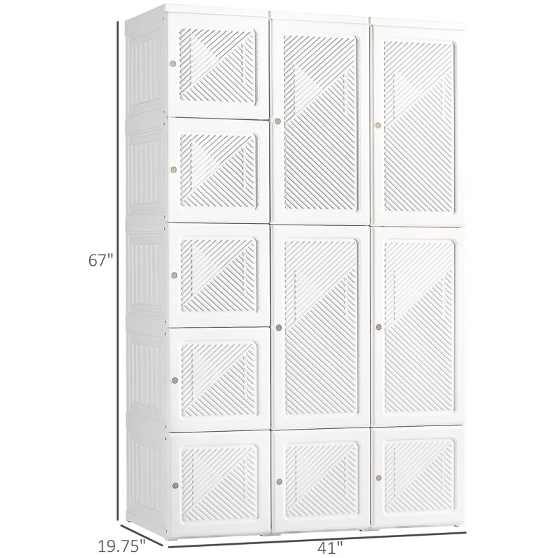Portable Wardrobe Closet With Multiple Compartments And Hanging Rod For Organized Storage