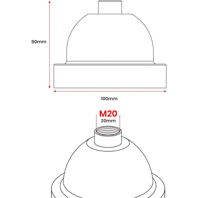 Industrial Metal Ceiling Rose Canopy Light Kit, 100mm Single Hole Side Fitting with M20 Female Thread for Pendant and Chandelier Lighting